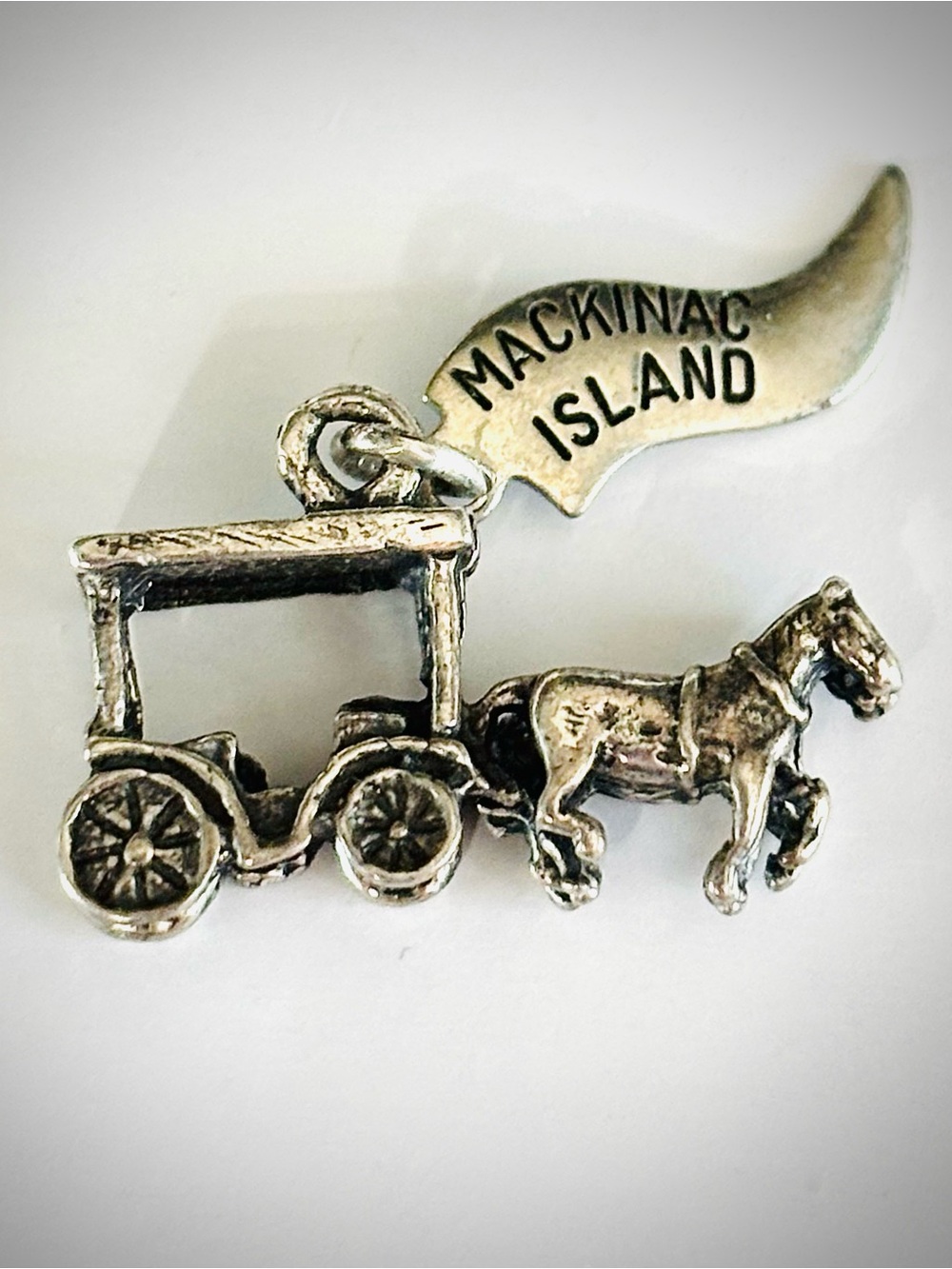 Vintage Wheeler Sterling Silver Charm Necklace Pendant Mackinac Island